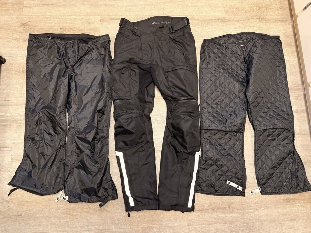 MotoNation Motorcycle Riding Pants Mens M Black Armor Thermal Waterproof Liners